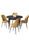 Hanah Home Juego de Mesa y Sillas de Comedor con Acabado Mármol Negro y Sillas Color Capuchino